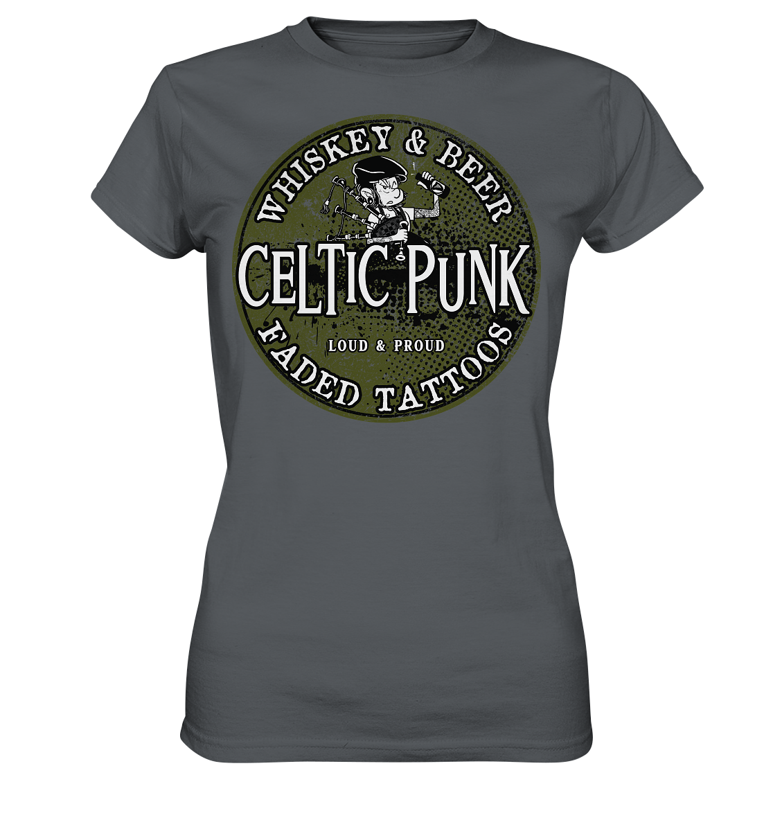 Celtic Punk "Whiskey, Beer & Faded Tattoos" - Ladies Premium Shirt