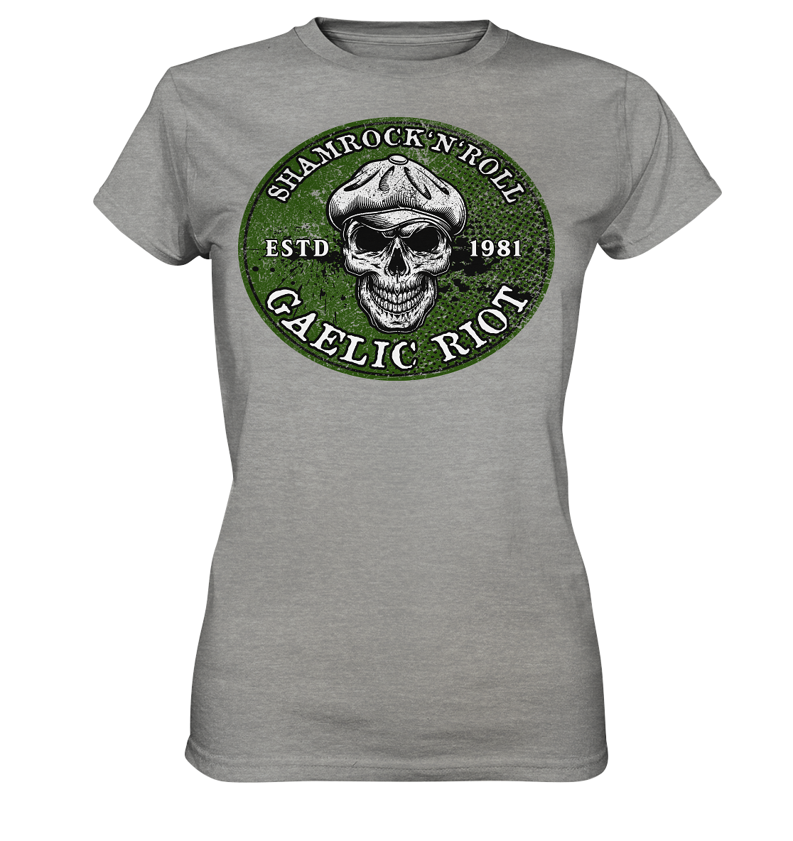 Shamrock And Roll "Skull / Gaelic Riot" - Ladies Premium Shirt