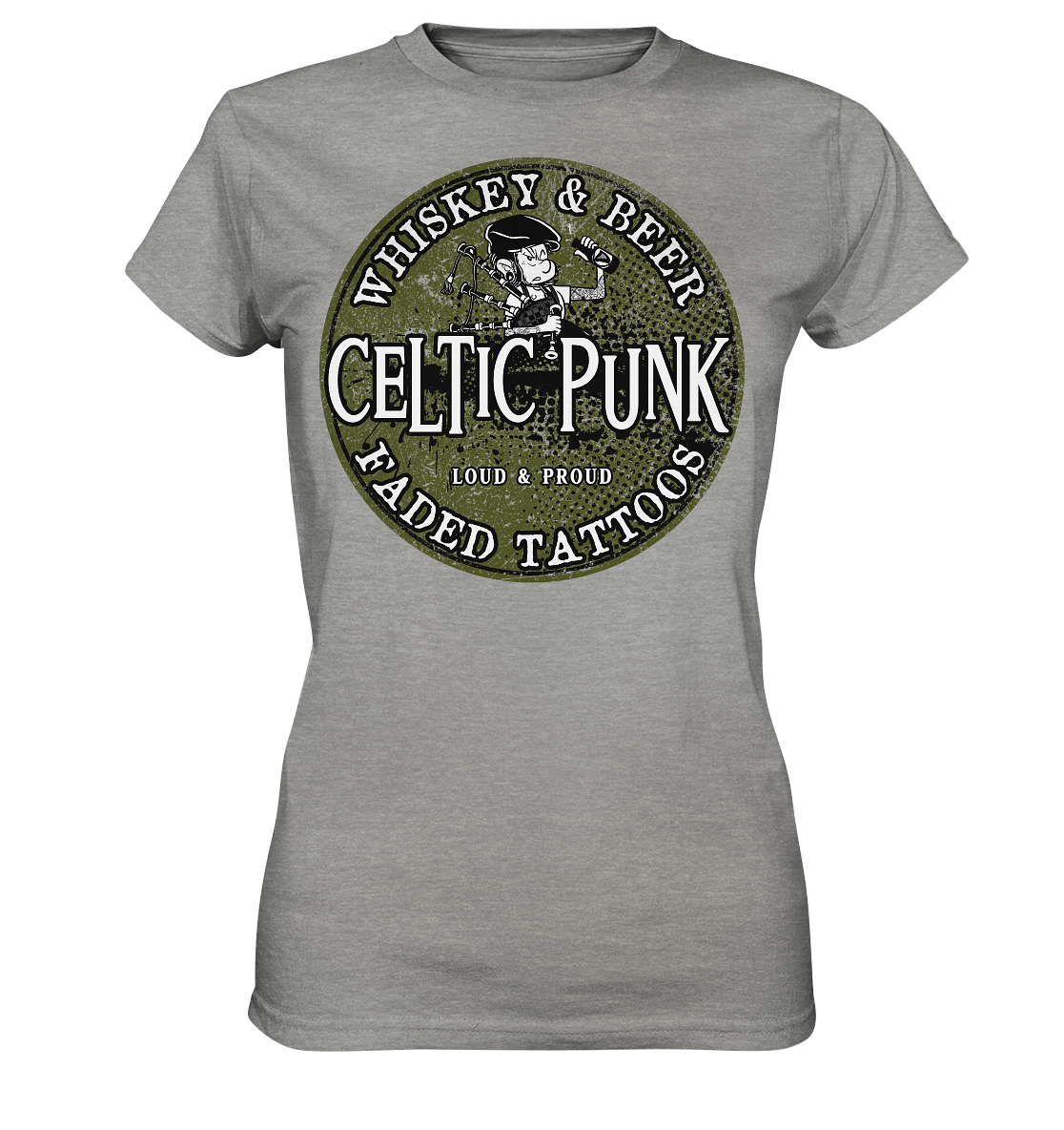Celtic Punk "Whiskey, Beer & Faded Tattoos" - Ladies Premium Shirt
