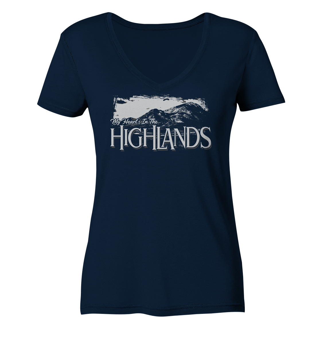 "My Heart's In The Highlands" - Ladies V-Neck Shirt