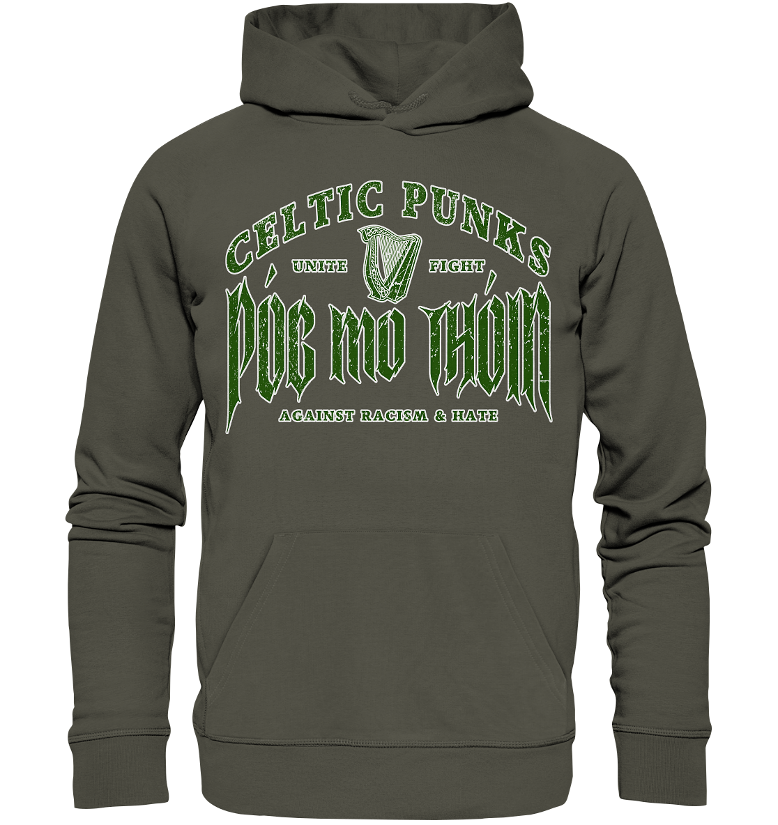 Póg Mo Thóin Streetwear "Celtic Punks Against Racism & Hate / Unite & Fight" - Organic Hoodie