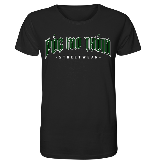 Póg Mo Thóin Streetwear "Green Logo" - Organic Shirt