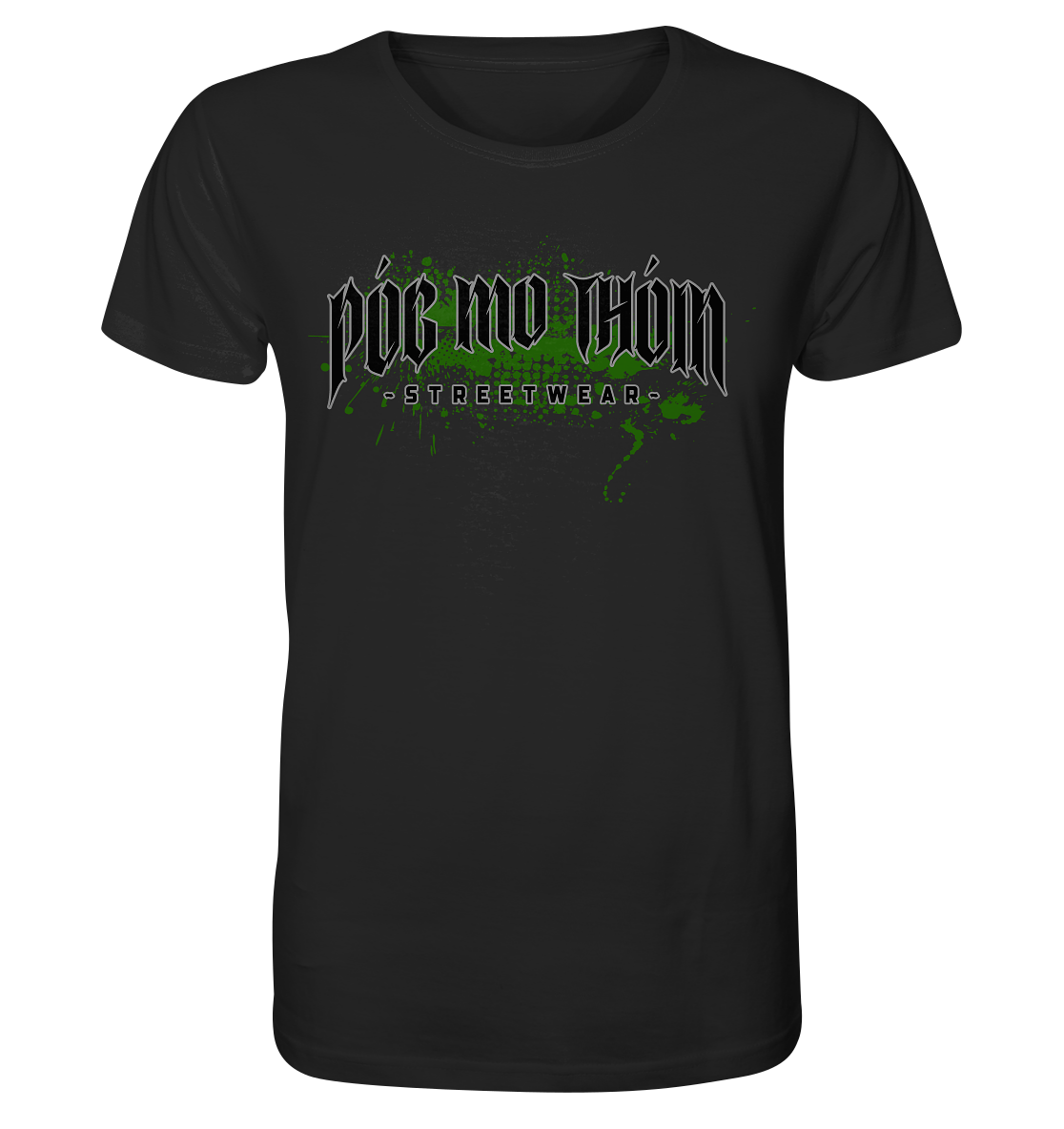 Póg Mo Thóin Streetwear "Splatter Logo" - Organic Shirt