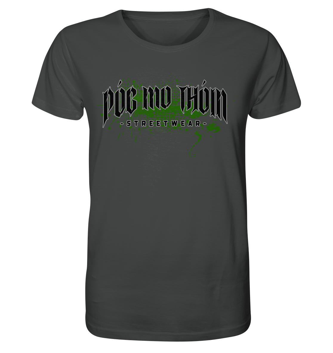 Póg Mo Thóin Streetwear "Splatter Logo" - Organic Shirt