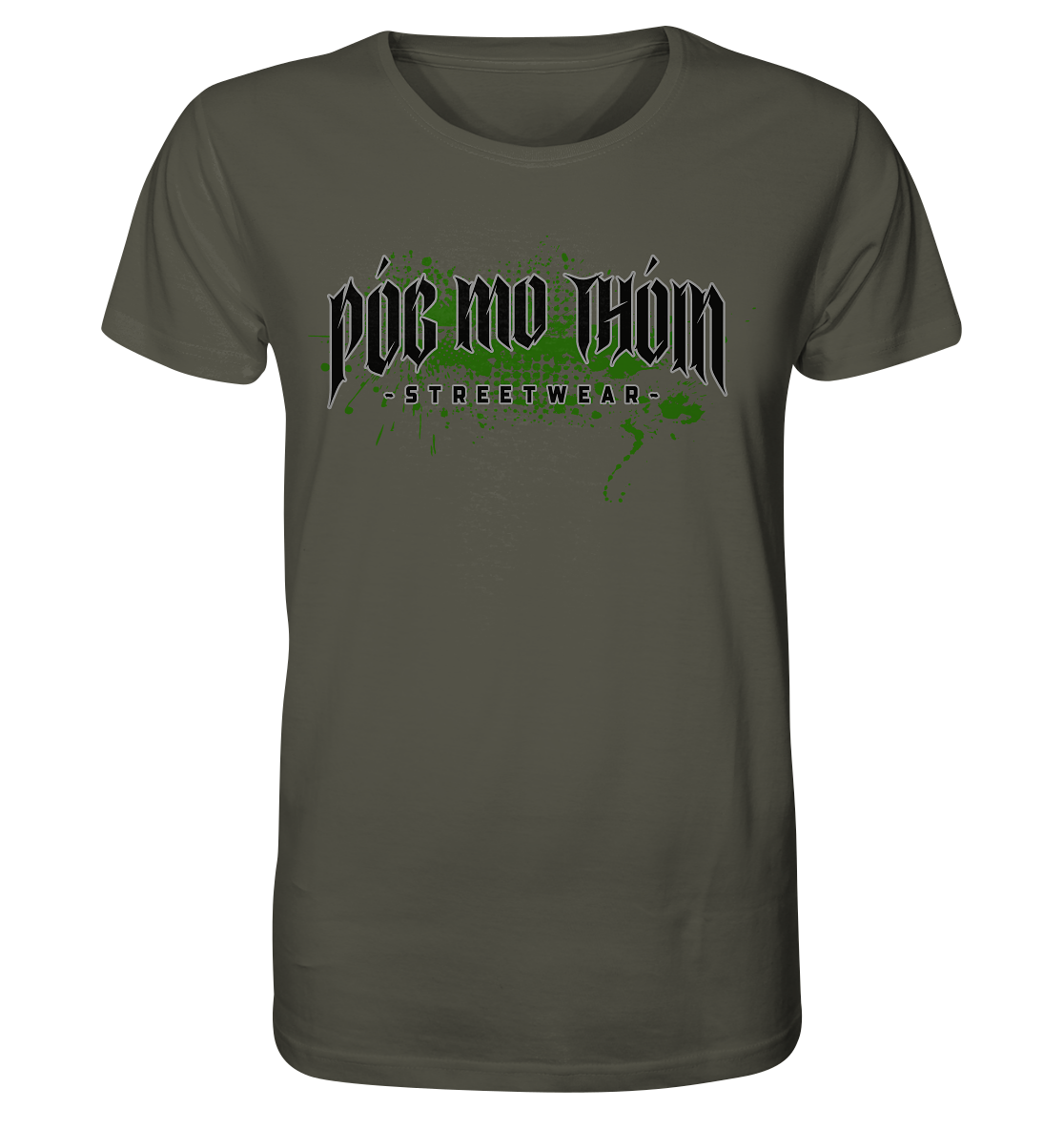 Póg Mo Thóin Streetwear "Splatter Logo" - Organic Shirt