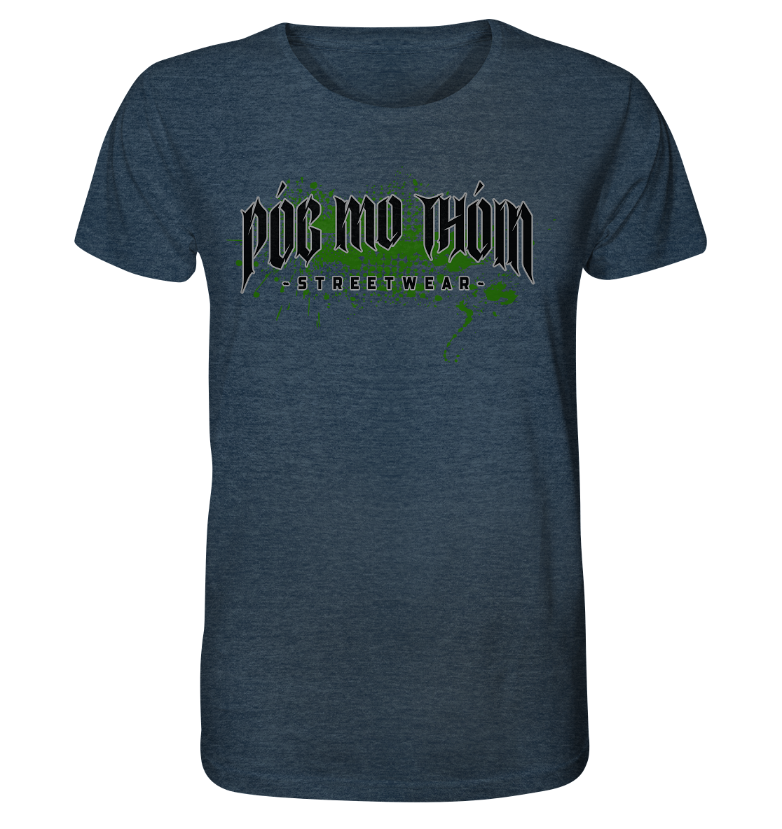 Póg Mo Thóin Streetwear "Splatter Logo" - Organic Shirt (meliert)