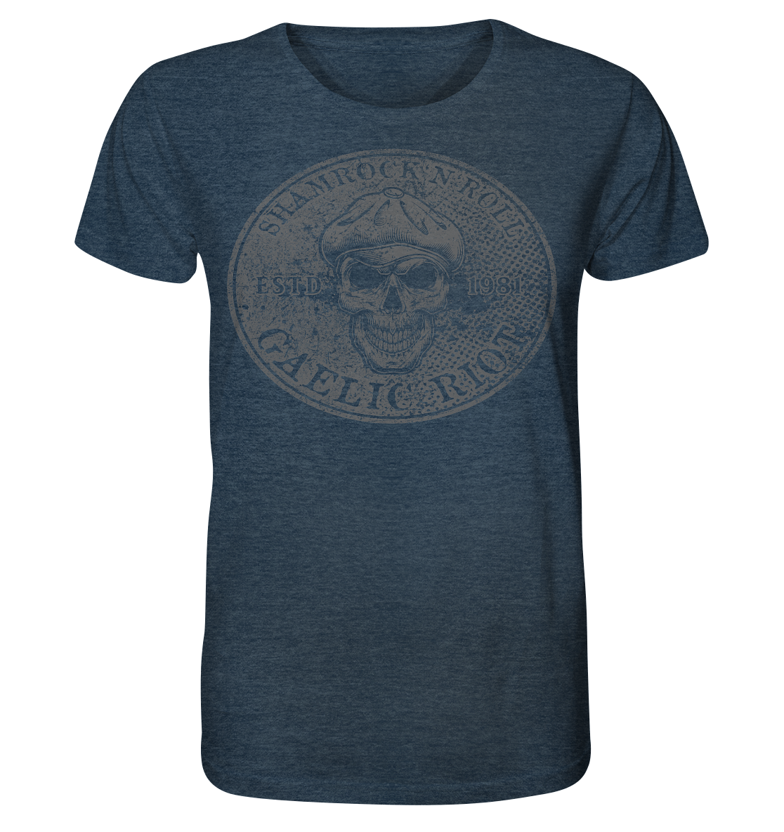 Shamrock And Roll "Skull / Gaelic Riot" - Organic Shirt (meliert)