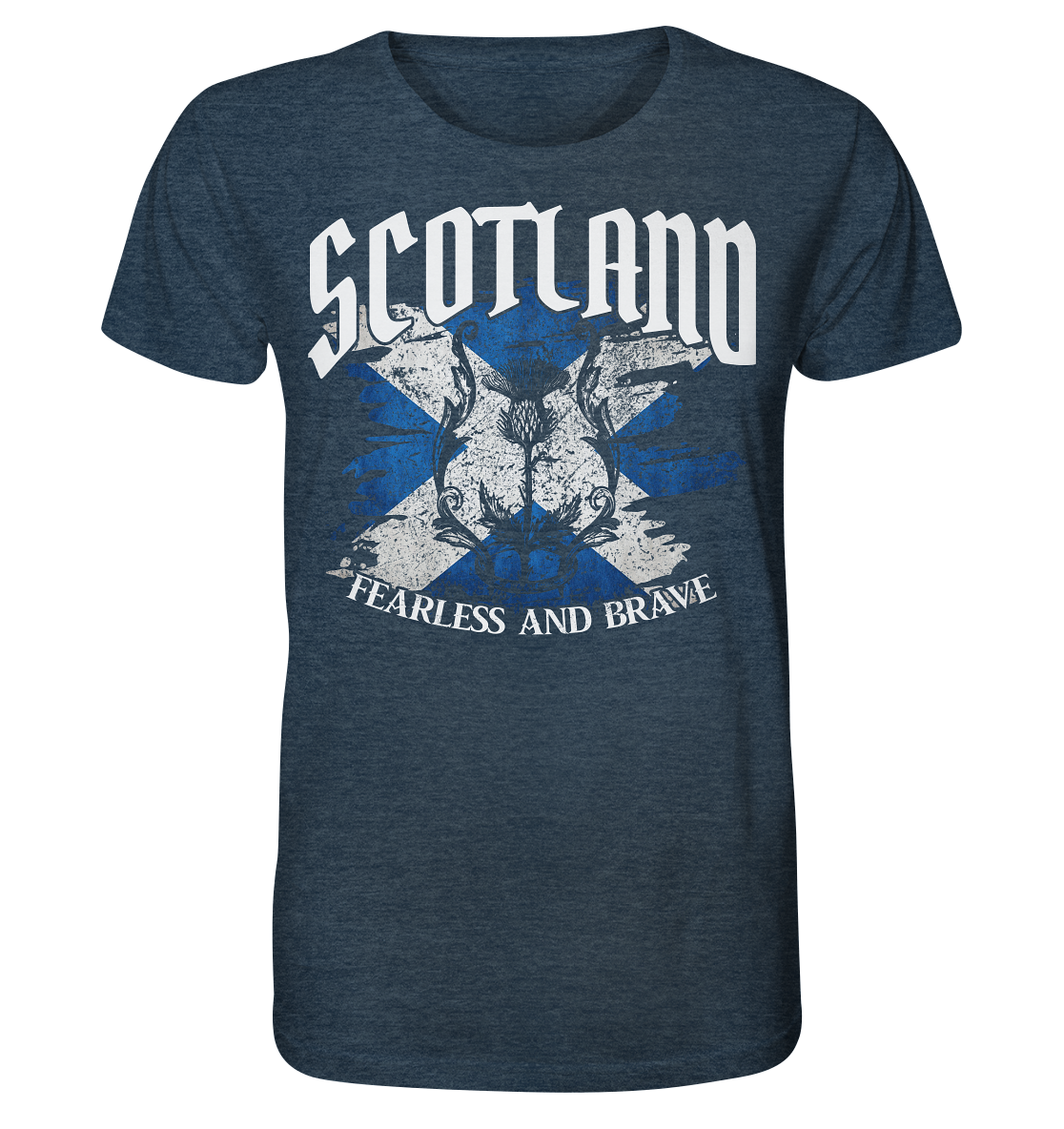Scotland "Fearless and Brave / Splatter" - Organic Shirt (meliert)