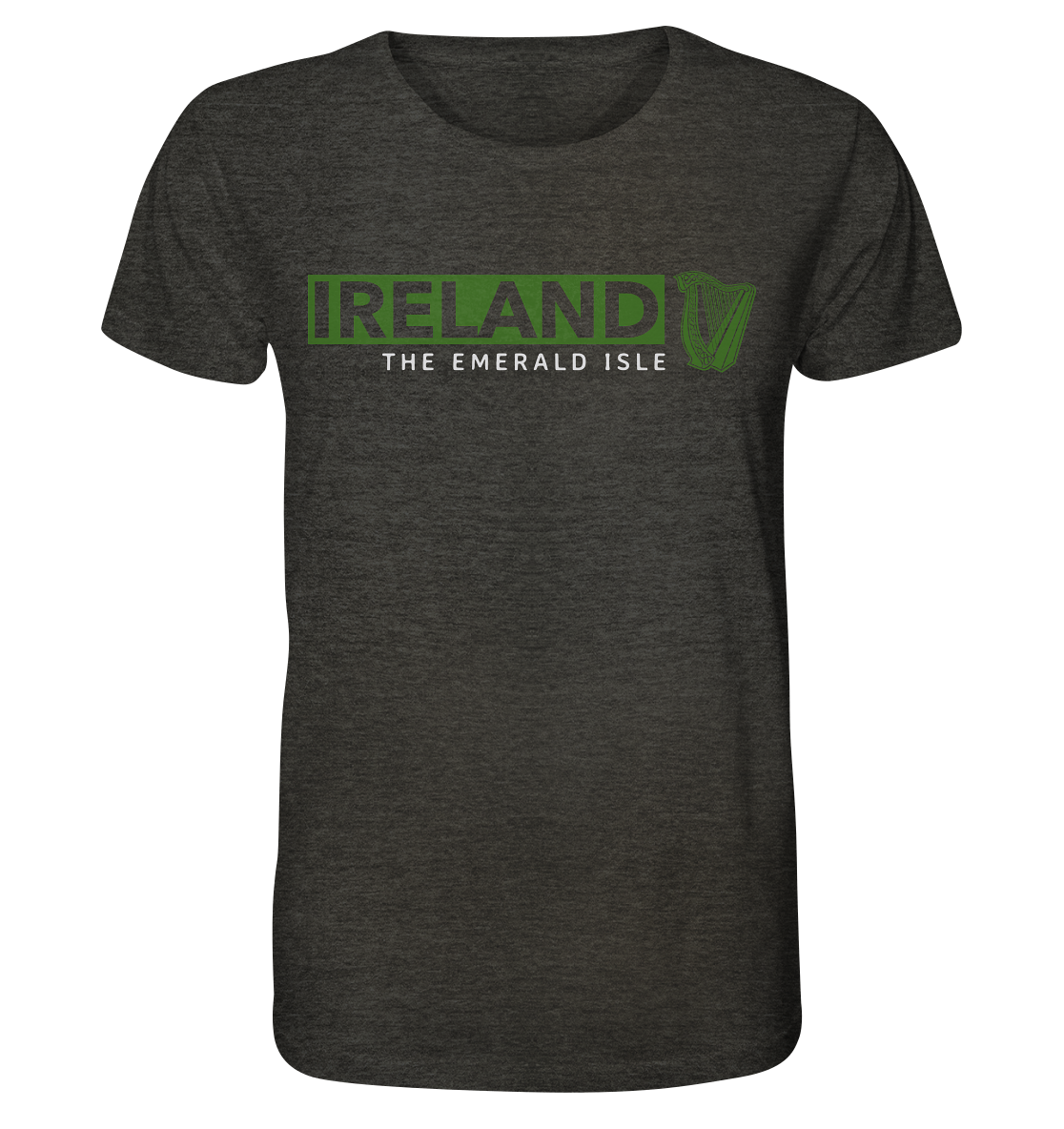 Ireland "The Emerald Isle / Harp" - Organic Shirt (meliert)