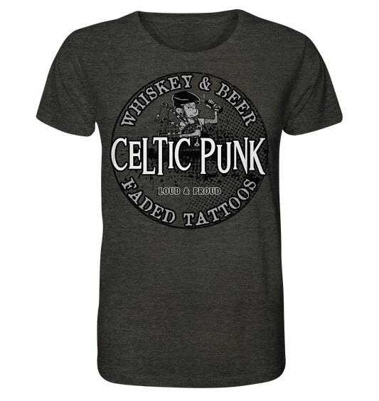 Celtic Punk "Whiskey, Beer & Faded Tattoos" - Organic Shirt (meliert)