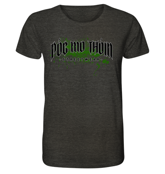 Póg Mo Thóin Streetwear "Splatter Logo" - Organic Shirt (meliert)