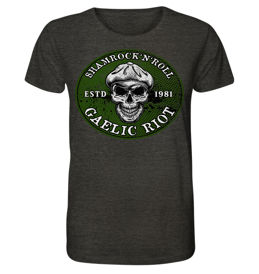 Shamrock And Roll "Skull / Gaelic Riot" - Organic Shirt (meliert)