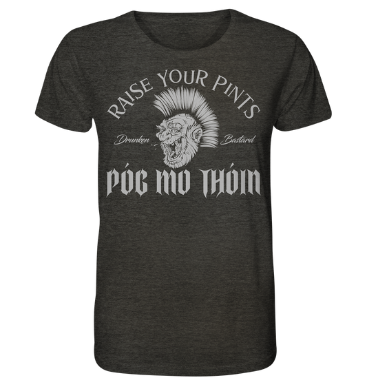 Póg Mo Thóin Streetwear "Drunken Bastard" - Organic Shirt (meliert)