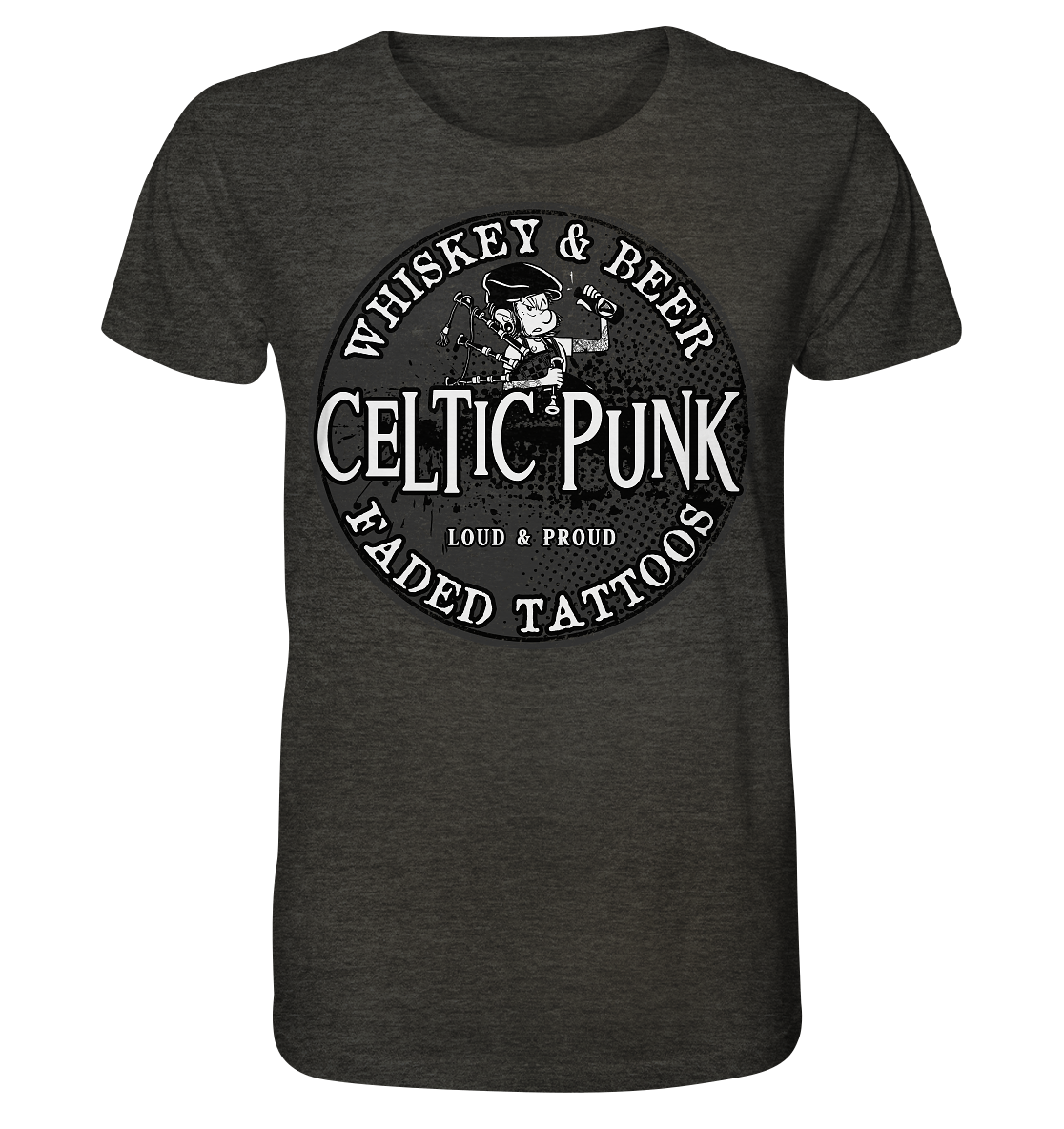 Celtic Punk "Whiskey, Beer & Faded Tattoos" - Organic Shirt (meliert)