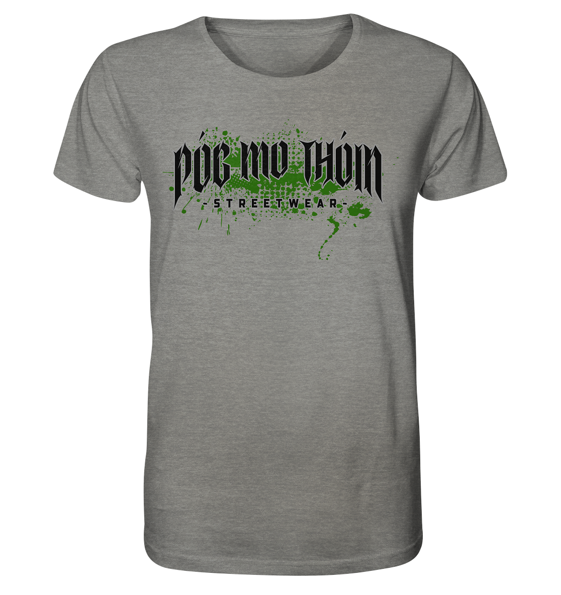 Póg Mo Thóin Streetwear "Splatter Logo" - Organic Shirt (meliert)
