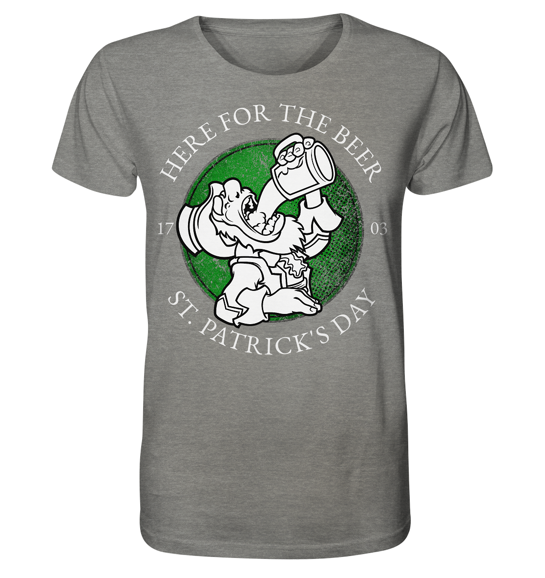 Here For The Beer "St. Patrick's Day" - Organic Shirt (meliert)