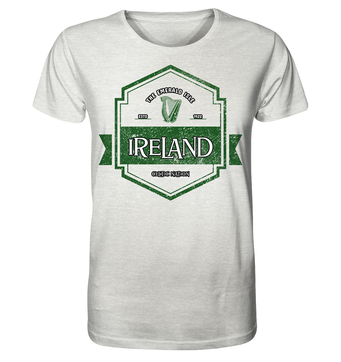 Ireland "The Emerald Isle / Celtic Nation" - Organic Shirt (meliert)