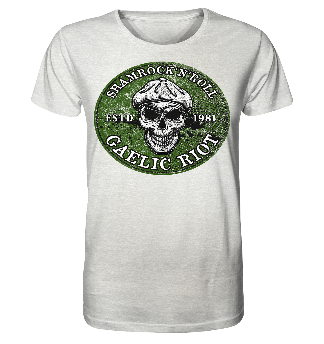 Shamrock And Roll "Skull / Gaelic Riot" - Organic Shirt (meliert)