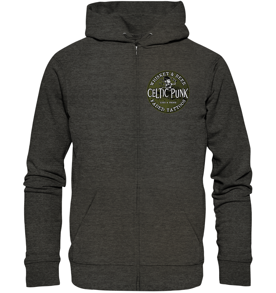 Celtic Punk "Whiskey, Beer & Faded Tattoos" - Organic Zipper