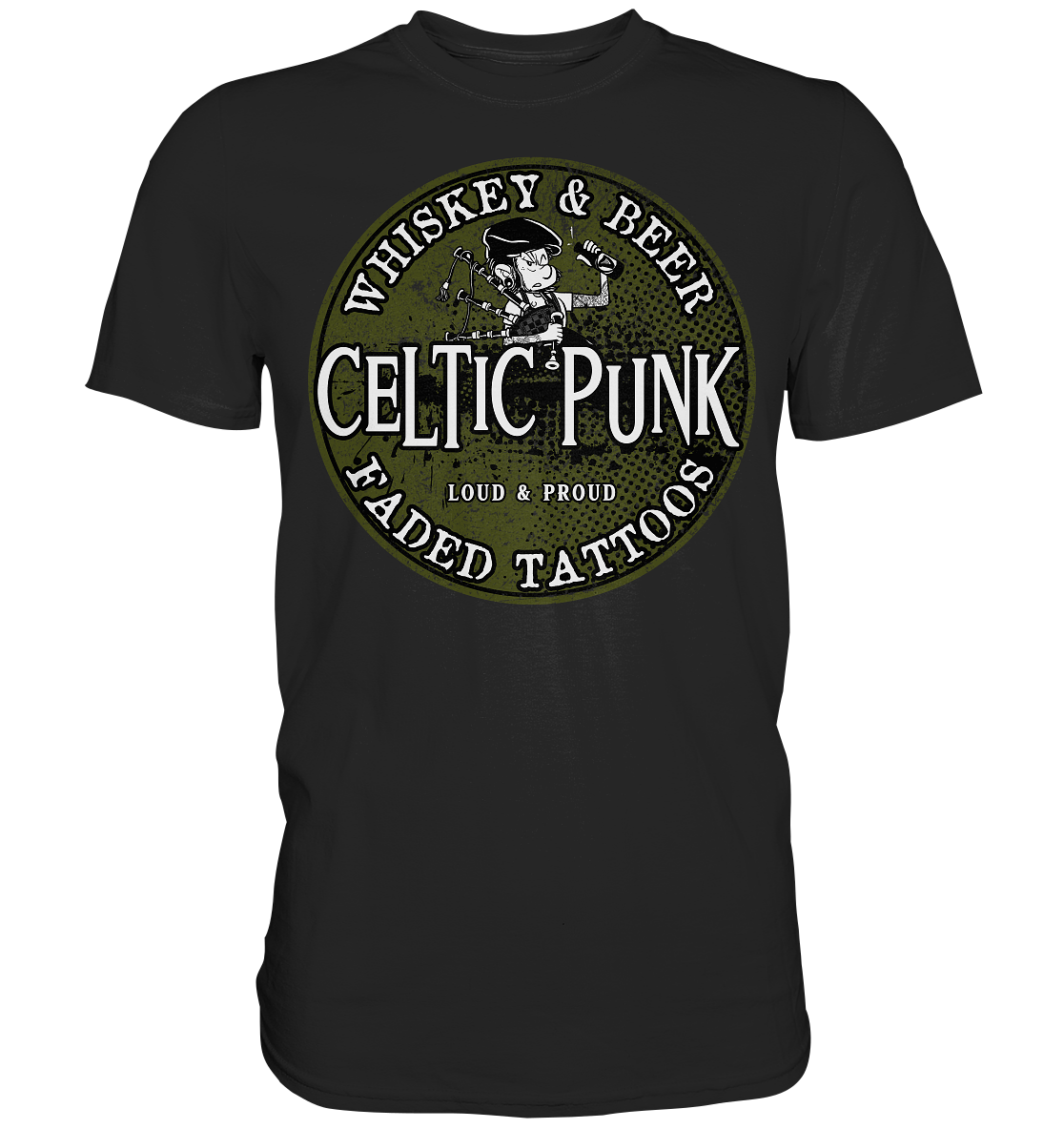 Celtic Punk "Whiskey, Beer & Faded Tattoos" - Premium Shirt