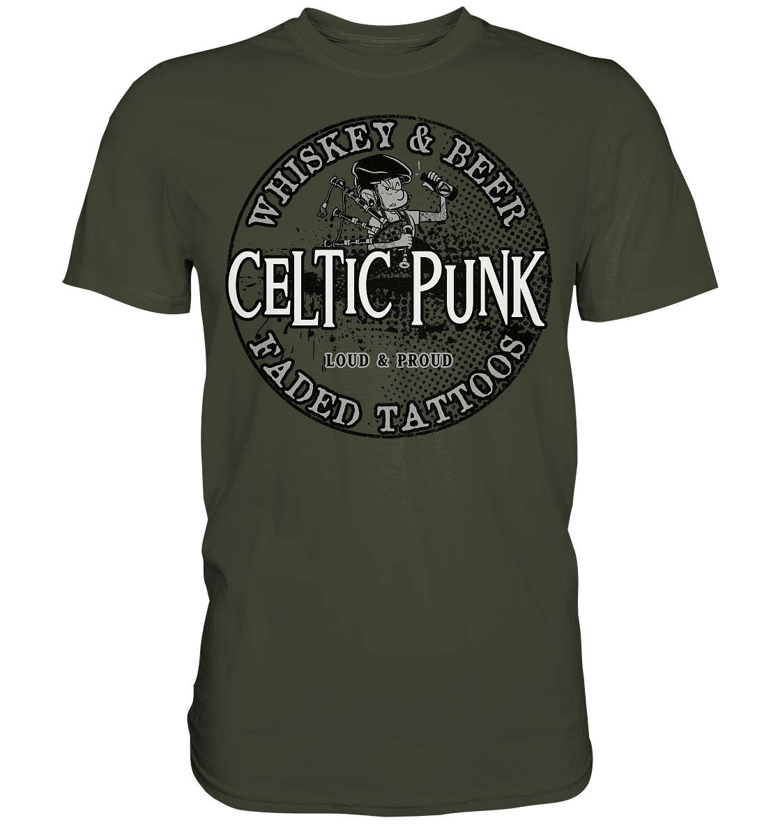 Celtic Punk "Whiskey, Beer & Faded Tattoos" - Premium Shirt