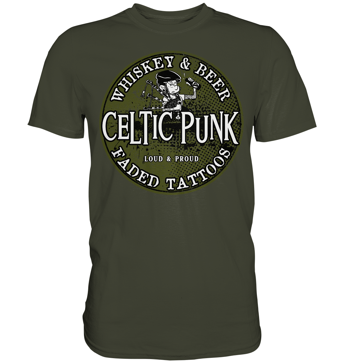 Celtic Punk "Whiskey, Beer & Faded Tattoos" - Premium Shirt