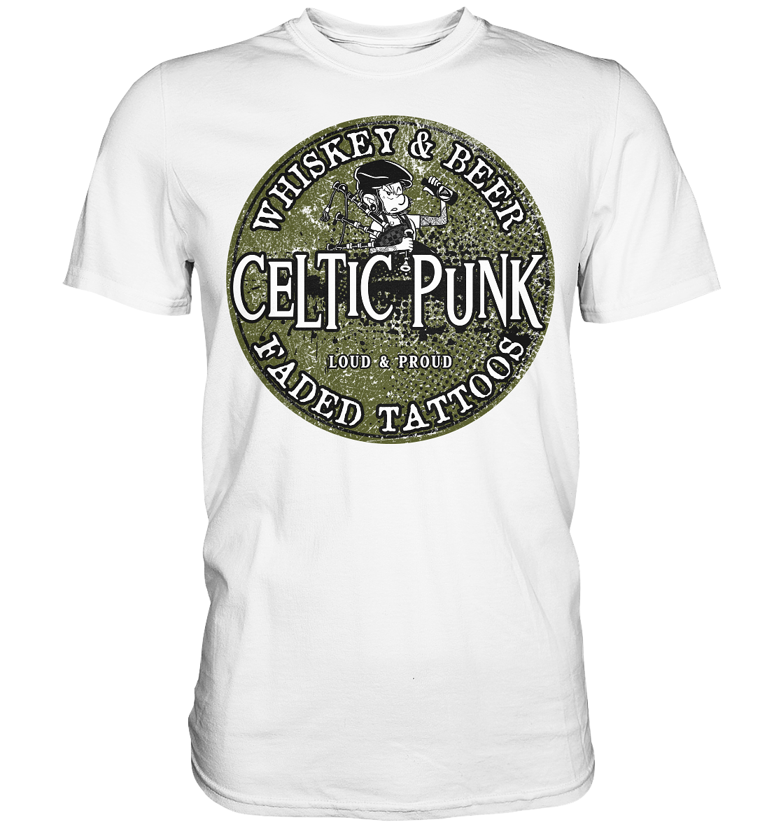 Celtic Punk "Whiskey, Beer & Faded Tattoos" - Premium Shirt