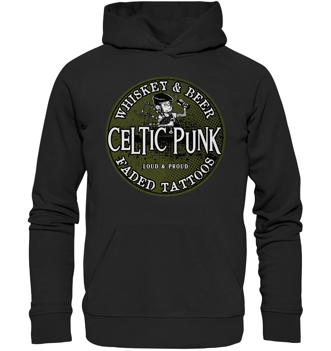 Celtic Punk "Whiskey, Beer & Faded Tattoos" - Premium Unisex Hoodie