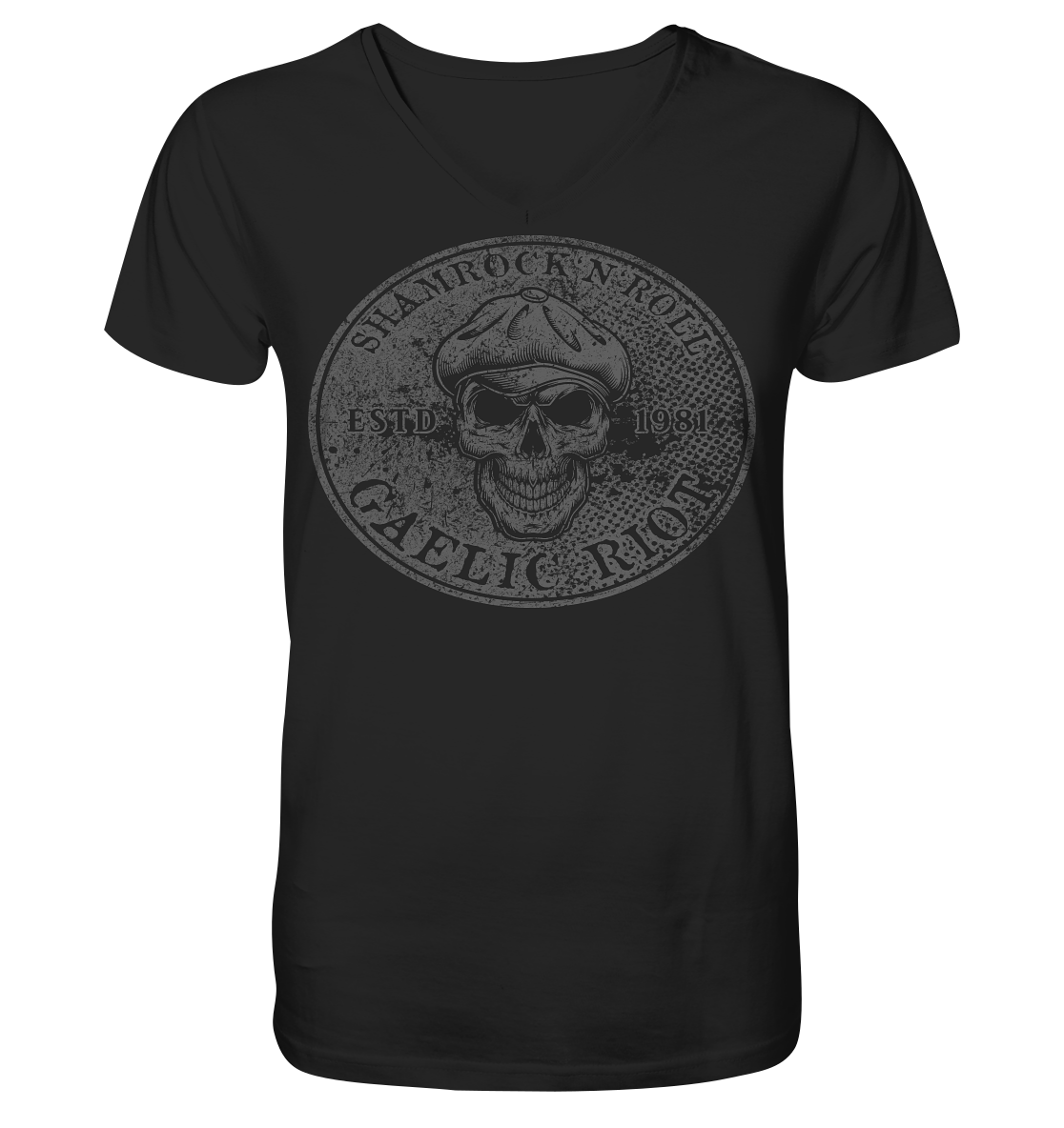 Shamrock And Roll "Skull / Gaelic Riot" - V-Neck Shirt