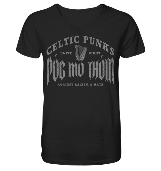 Póg Mo Thóin Streetwear "Celtic Punks Against Racism & Hate / Unite & Fight" - V-Neck Shirt