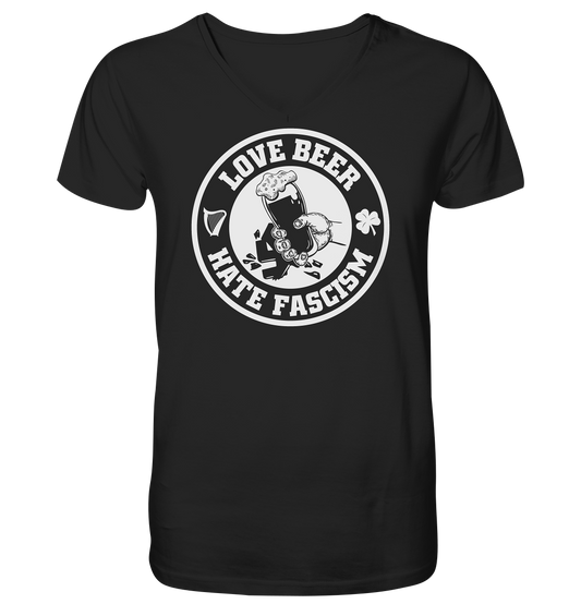 Love Beer - Hate Fascism - V-Neck Shirt