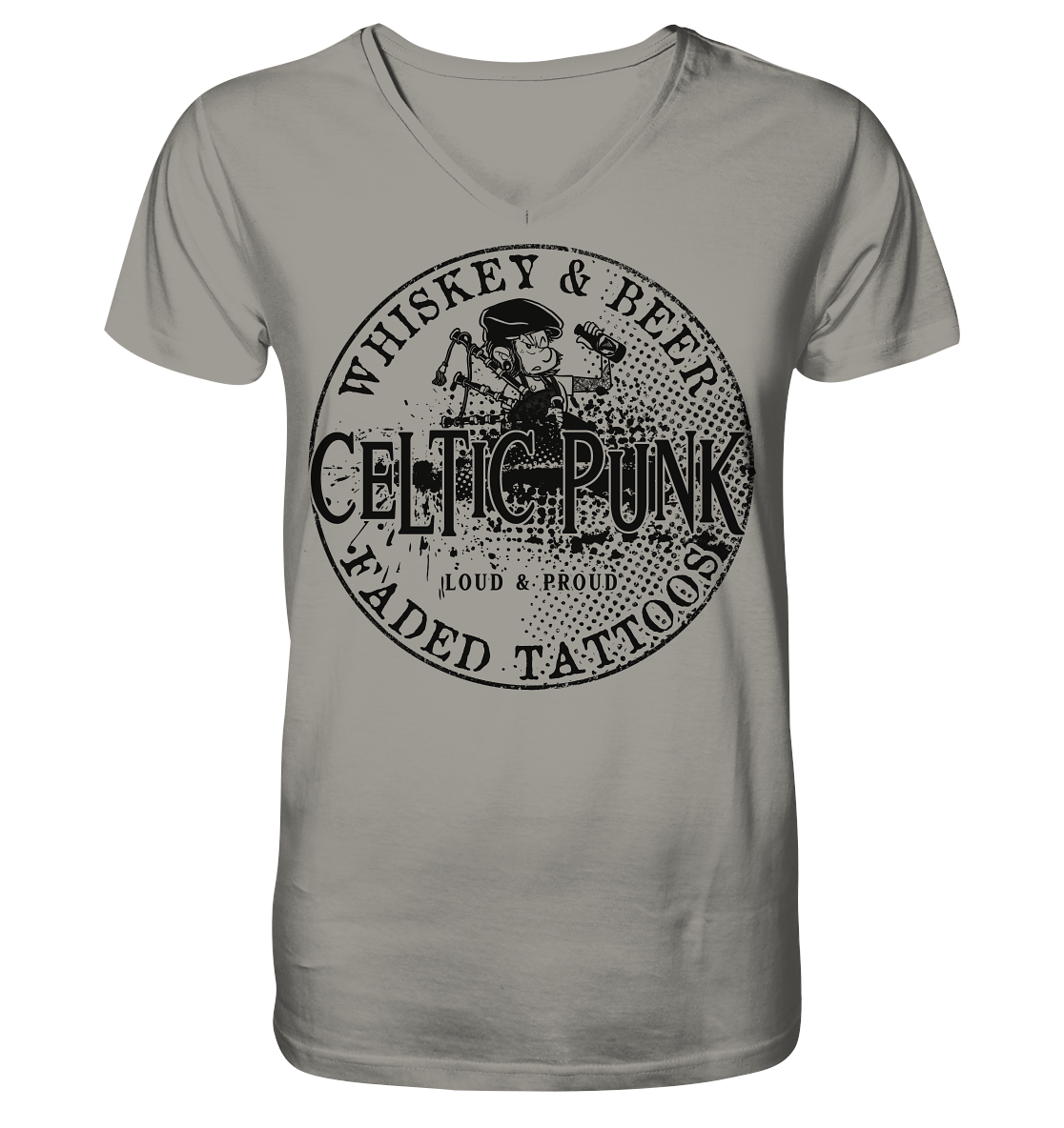 Celtic Punk "Whiskey, Beer & Faded Tattoos" - V-Neck Shirt